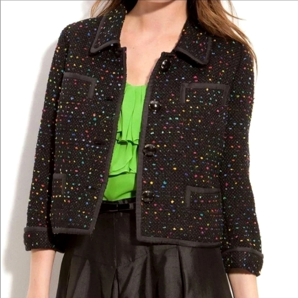 kate spade Black Tweed Jacket with Multicolor Speckles